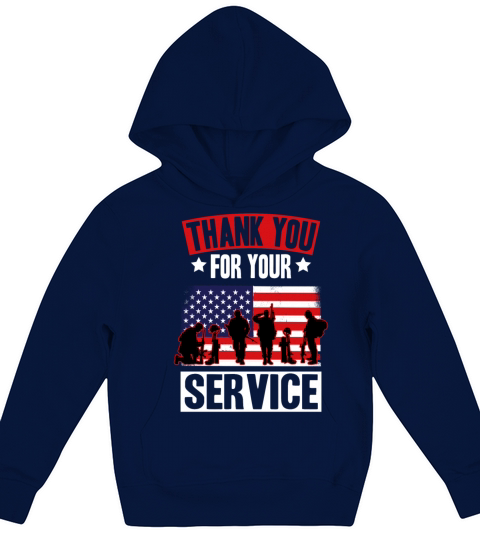 Veterans Day Thank You For Your Service Kids Hoodie