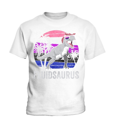 Gender Fluid Pride Flag Dinosaur Trex LGBTQ Kids T-Shirt