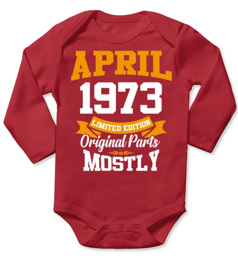 April 1973 Vintage Birthday Present Long Sleeve Baby One-Piece