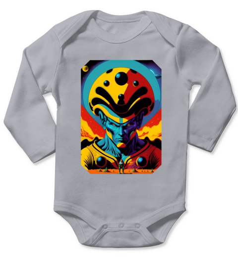 Retro Sci-Fi Reptilian Design Shirt V10 Long Sleeve Baby One-Piece