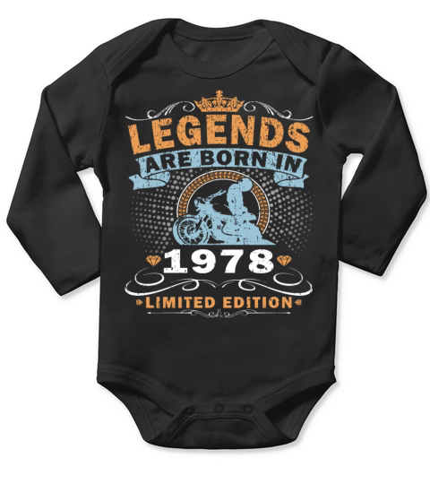 Vintage motorcycle 1978 45th anniversary Long Sleeve Baby One-Piece