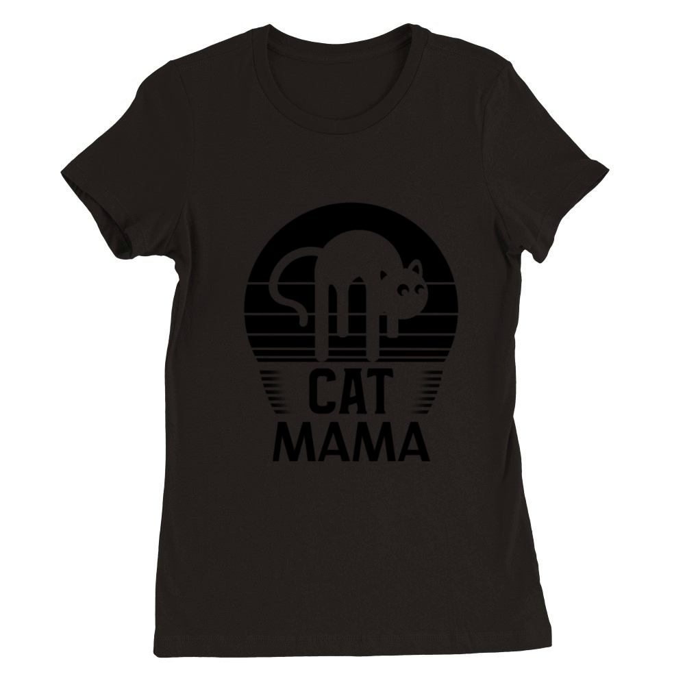 Cat Mama Shirt Women Funny Cat Mom Vintage Tee Premium Womens Crewneck T-shirt