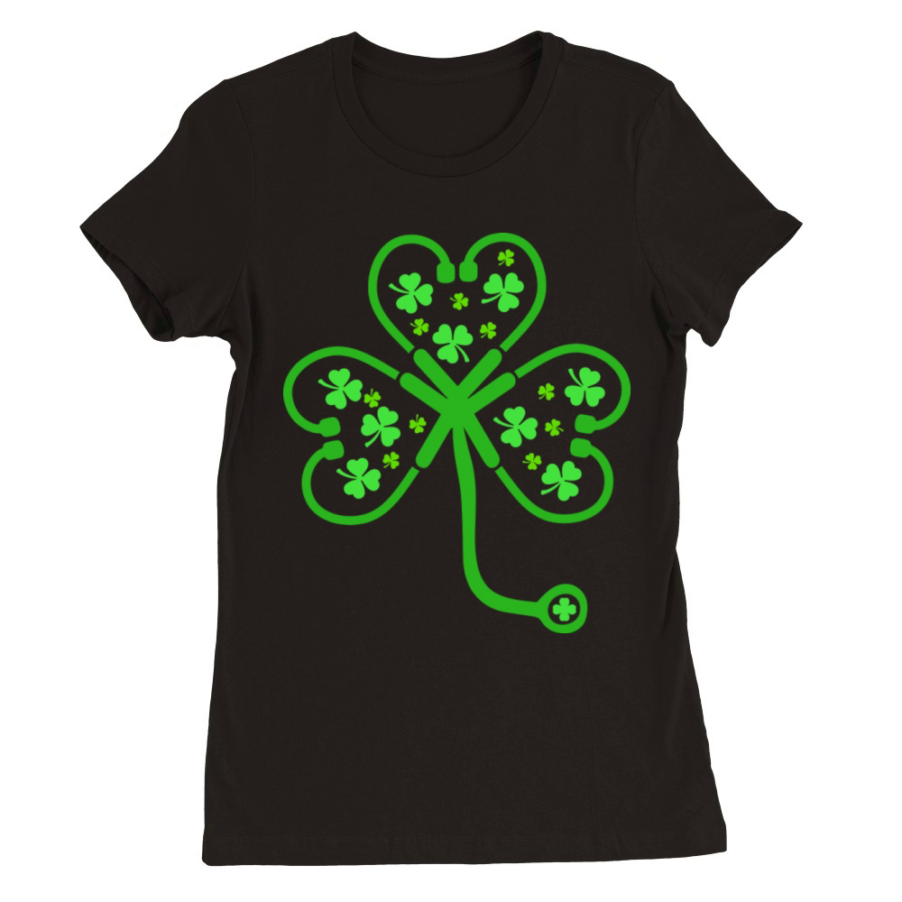 Scrub Top Lucky Nurse St Patricks Day Stethoscope Premium Womens Crewneck T-shirt