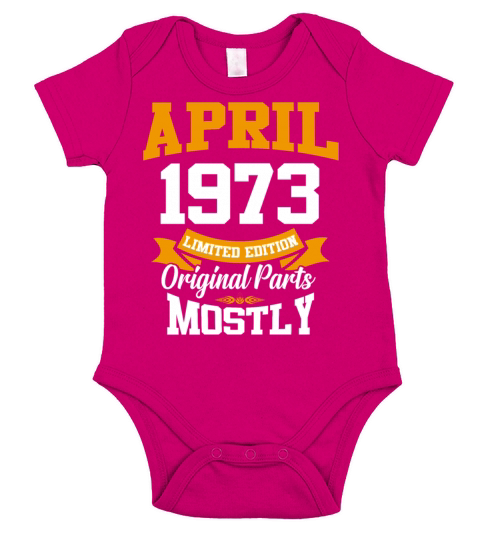 April 1973 Vintage Birthday Present Short Sleeve Baby One-Piece