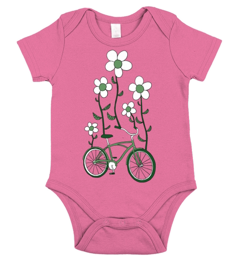 bike flowers shirt Short Sleeve Baby One-Piece