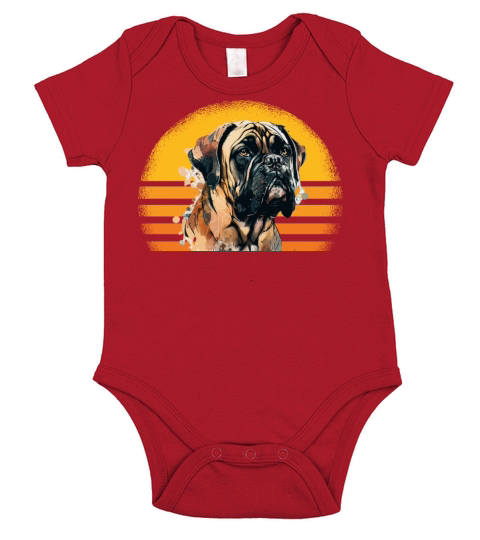 Bullmastiff Dog Retro Vintage Short Sleeve Baby One-Piece