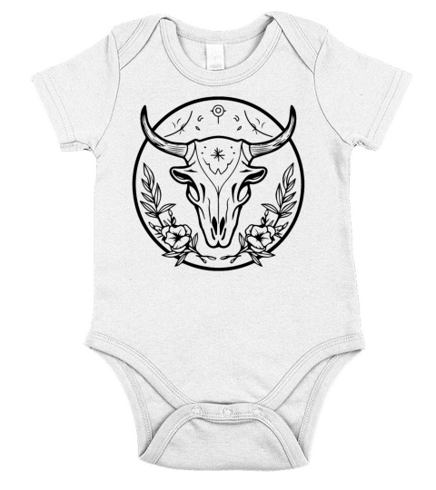 Cow Skull Boho Short Sleeve Baby One-Piece