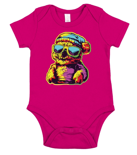 Horror Scary Bear Halloween Chilling Chillout Short Sleeve Baby One-Piece