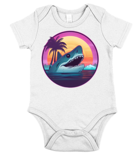 Style Shark Lovers Retro Short Sleeve Baby One-Piece