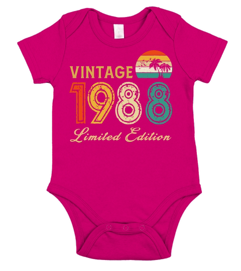 Vintage 1988 Limited Edition Made In 1988 Birthday Short Sleeve Baby One-Piece