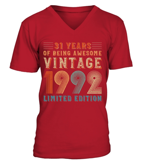 31 years of being awesome vintage 1992 limited edi V-Neck T-shirt