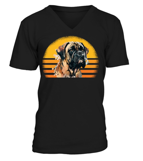 Bullmastiff Dog Retro Vintage V-Neck T-shirt