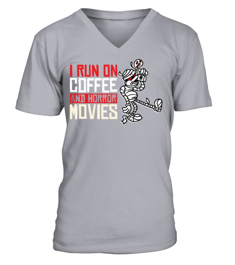 Coffee Horror Movie Lover V-Neck T-shirt