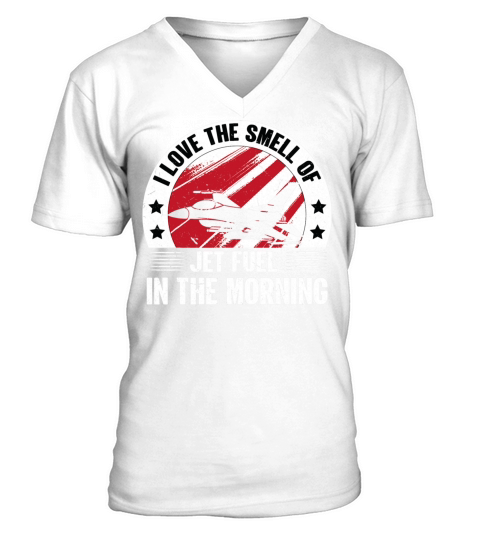 Jet Love Smell Jet Fuel In The Morning Vintage V-Neck T-shirt
