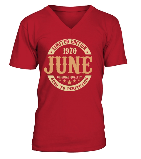 June 1970 Vintage Birthday Present V-Neck T-shirt