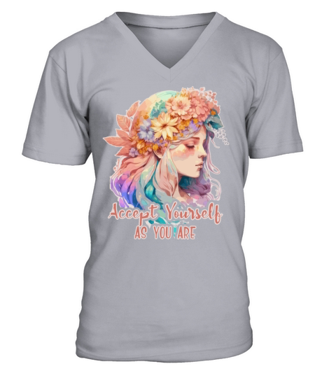 Mental Health Quote Flower Crown Women Positivity V-Neck T-shirt