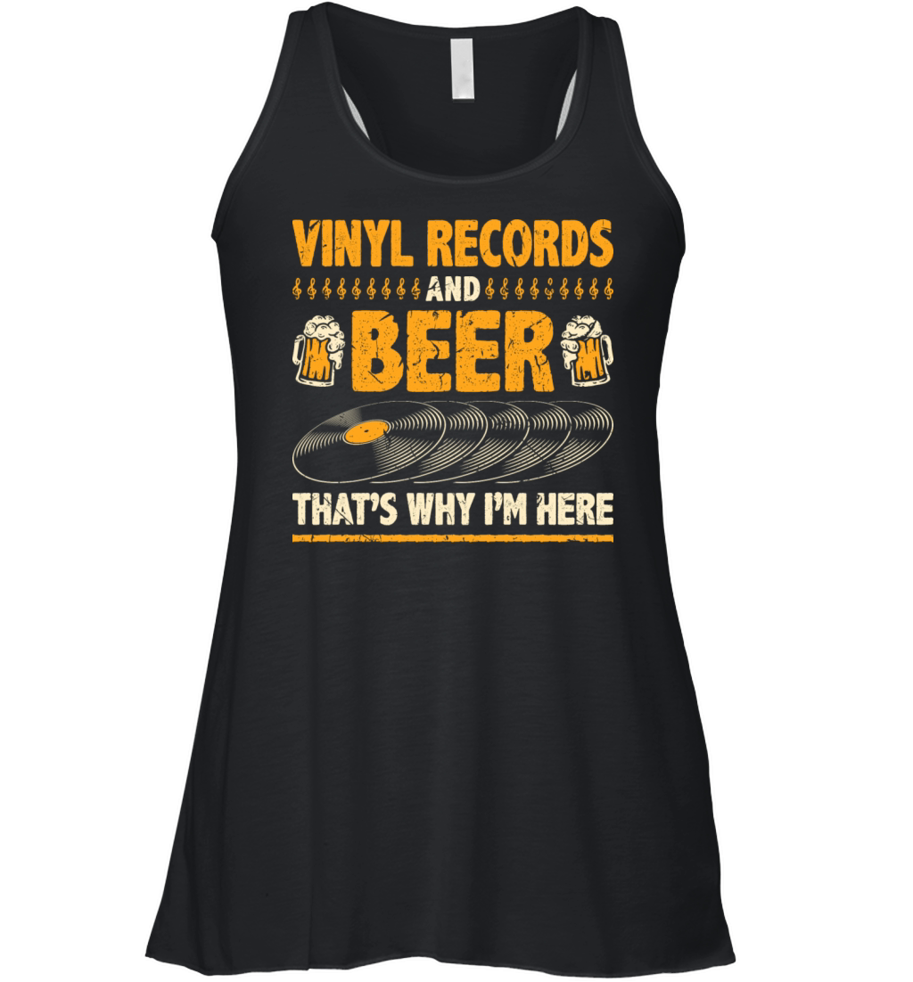 Beer Drinking Funny Vinyl Records Women's Flowy Tank Top