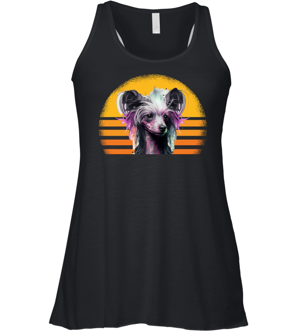 Chinese Crested Dog Retro Vintage Women's Flowy Tank Top