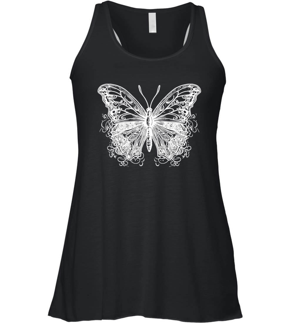 Pretty Vintage Lines Style Butterfly Women's Flowy Tank Top