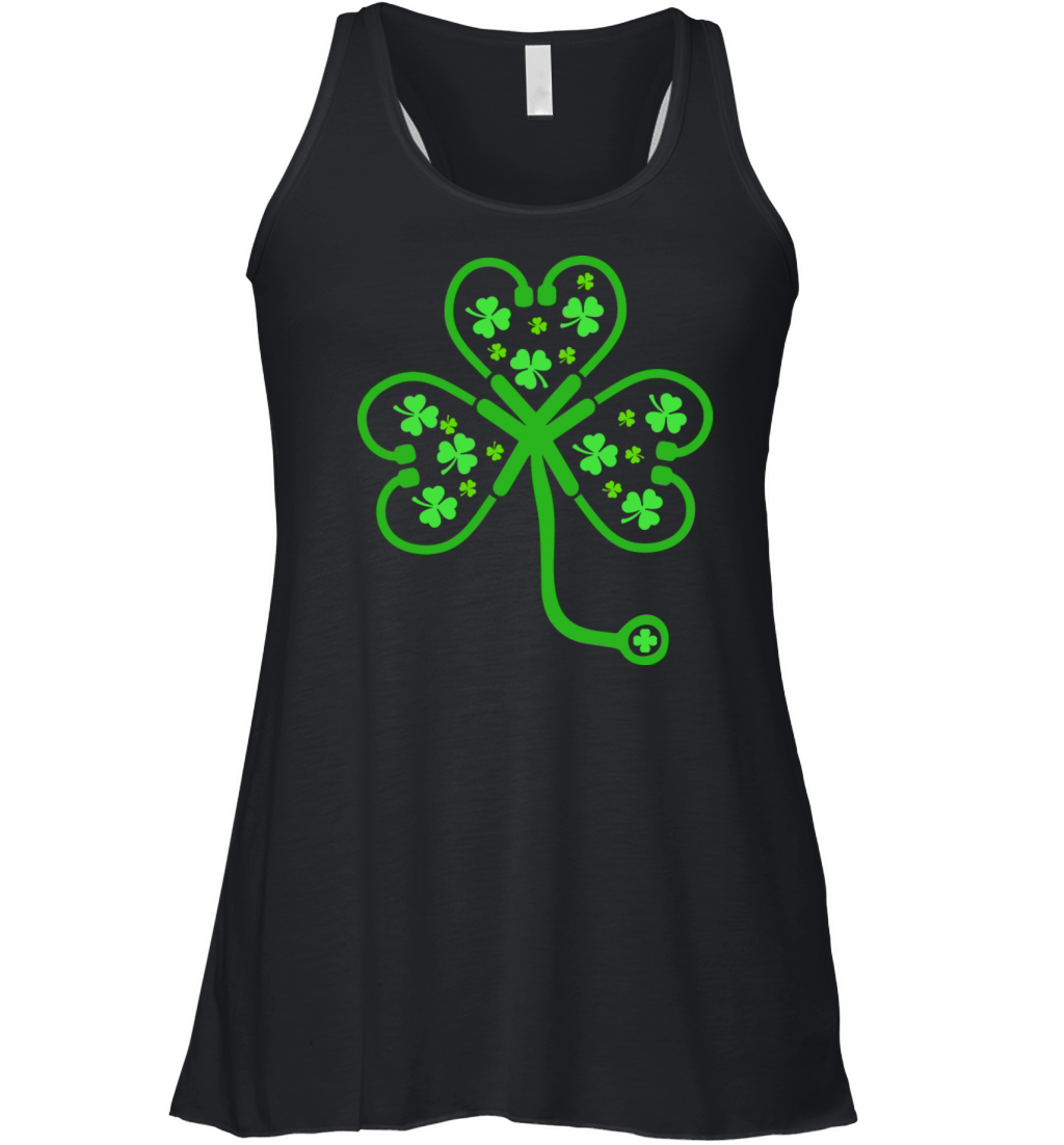 Scrub Top Lucky Nurse St Patricks Day Stethoscope Women's Flowy Tank Top