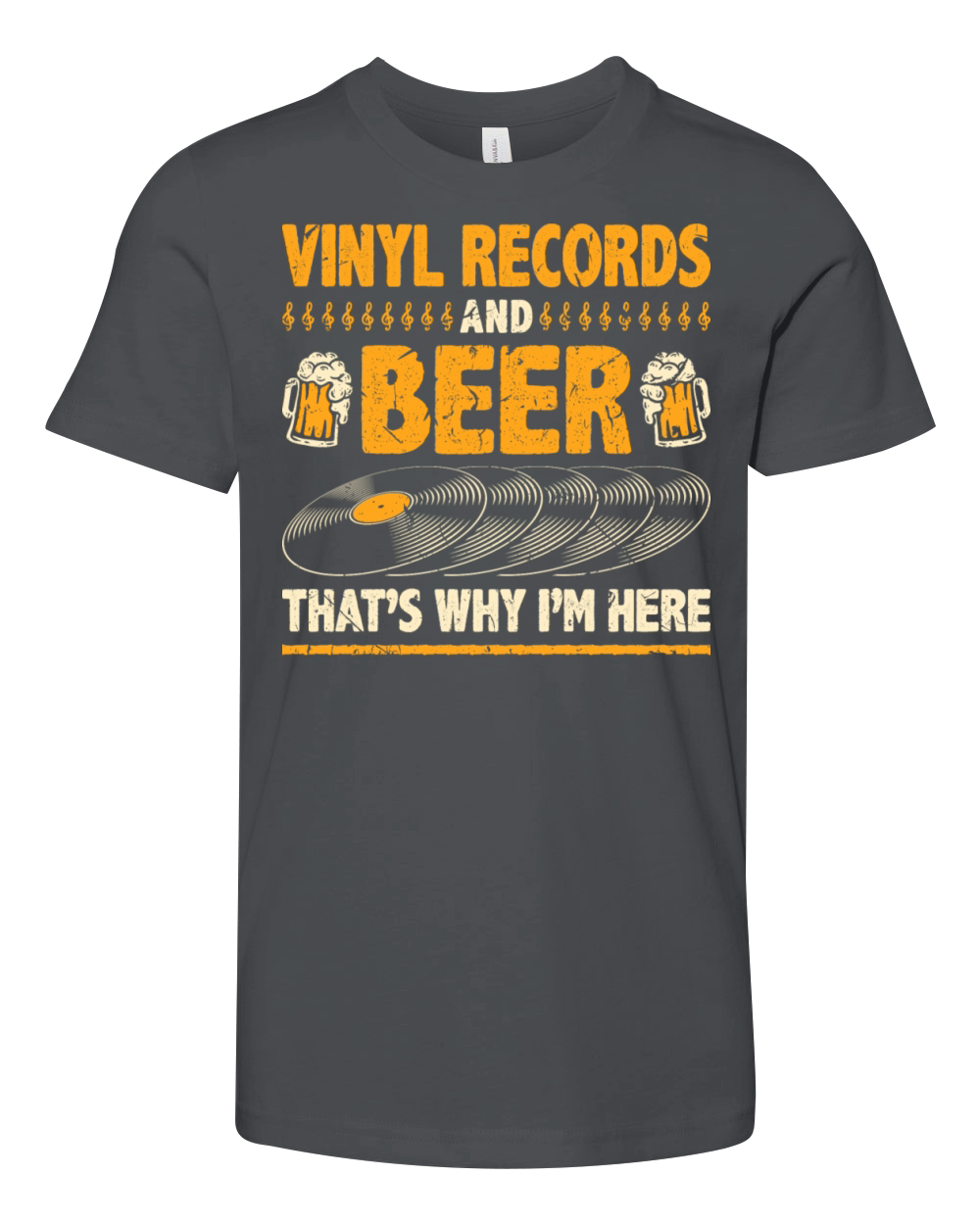 Beer Drinking Funny Vinyl Records Youth Unisex Jersey Tee
