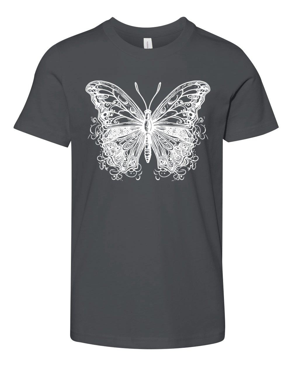 Pretty Vintage Lines Style Butterfly Youth Unisex Jersey Tee