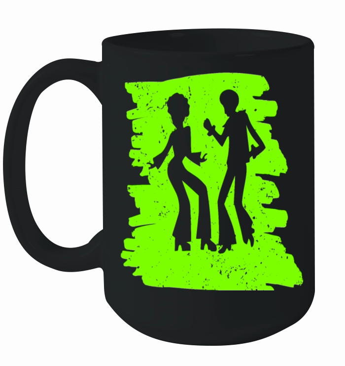 70s Disco Dancer Radium color t shirt Black Tshirt Ceramic Mug