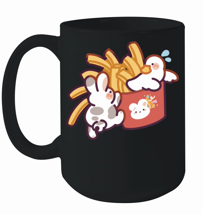 Duck Bunny French Fries Ceramic Mug