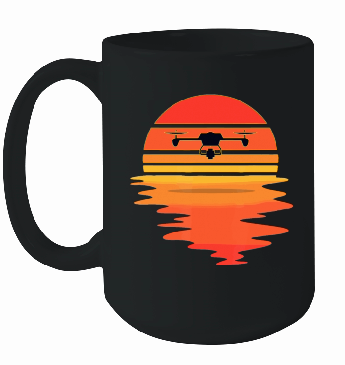 Retro Drone Pilot - Vintage Sunset Aviator Flyings Ceramic Mug