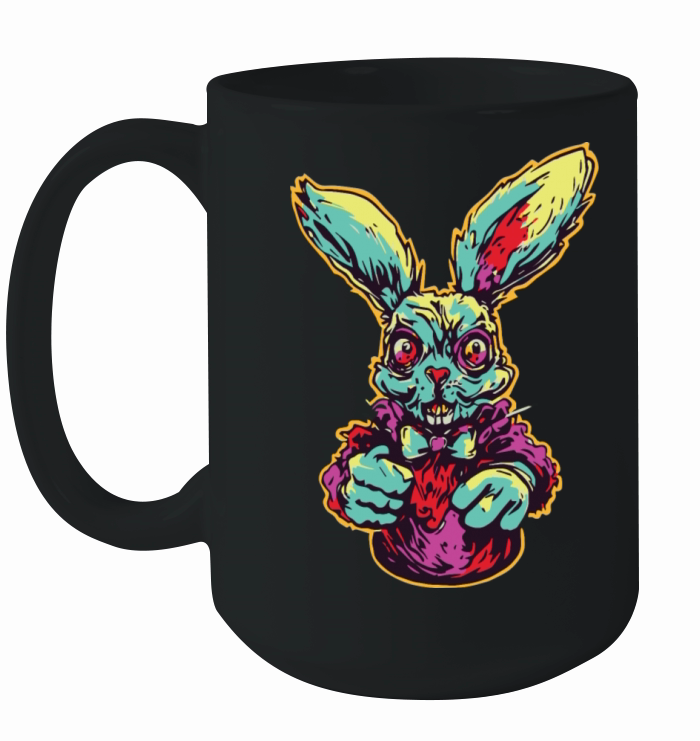 Retro Horror Scary Zombie Bunny Ceramic Mug
