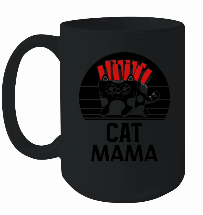 Vintage 80s Style Cat Mom Distressed Funny Retro Ceramic Mug