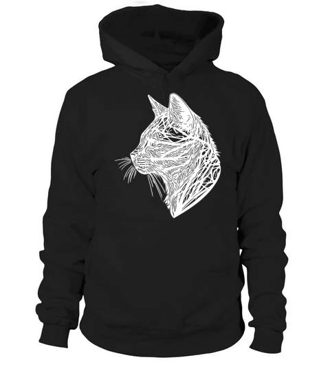 Small Cat In Nature Net Lines Tattoo Style Hoodie Unisex