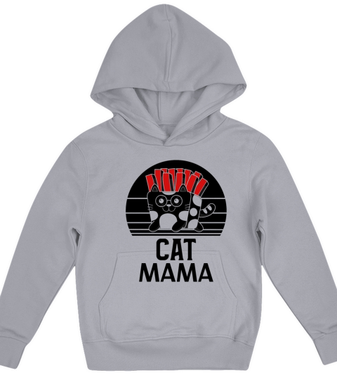 Vintage 80s Style Cat Mom Distressed Funny Retro Kids Hoodie