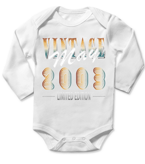 20th birthday man may vintage 2003 an original Long Sleeve Baby One-Piece