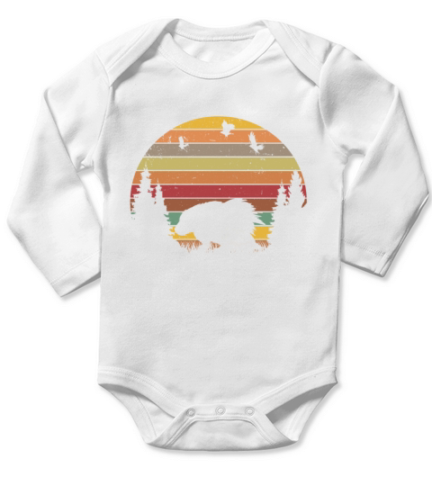 Porcupine Vintage Retro Long Sleeve Baby One-Piece