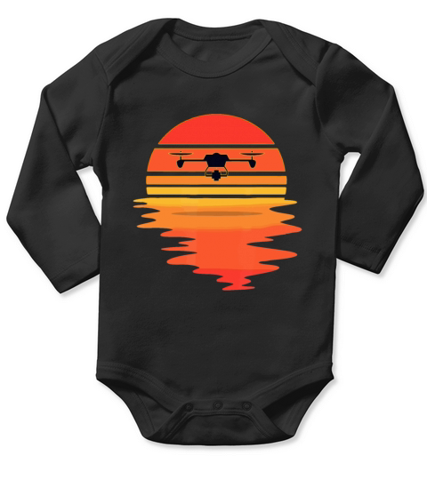 Retro Drone Pilot - Vintage Sunset Aviator Flyings Long Sleeve Baby One-Piece