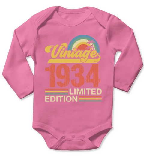 Retro Vintage 1934 Limited Edition Long Sleeve Baby One-Piece