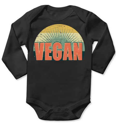 Vegan Vintage Style Vegans Retro 70s Long Sleeve Baby One-Piece