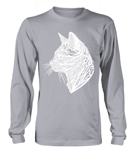 Small Cat In Nature Net Lines Tattoo Style Long sleeved Unisex