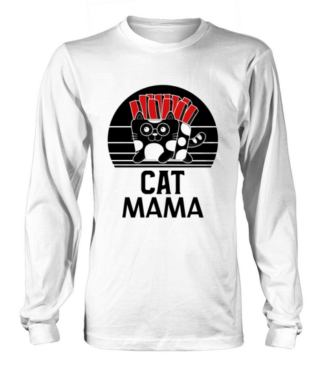 Vintage 80s Style Cat Mom Distressed Funny Retro Long sleeved Unisex