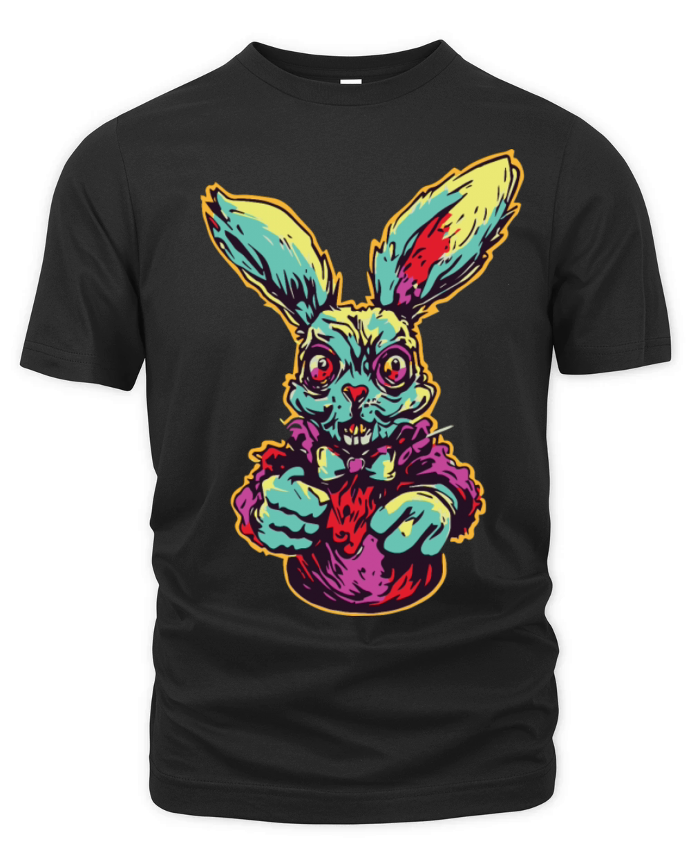 Retro Horror Scary Zombie Bunny Organic Unisex T-shirt