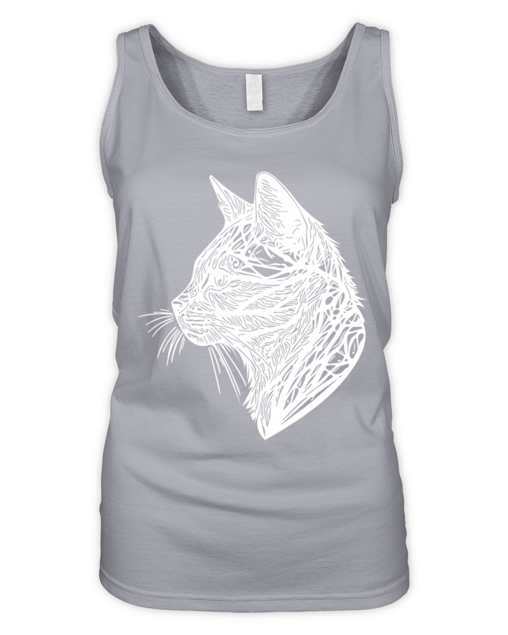 Small Cat In Nature Net Lines Tattoo Style Organic Women's Tank Top