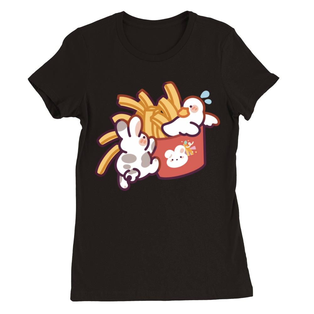 Duck Bunny French Fries Premium Womens Crewneck T-shirt