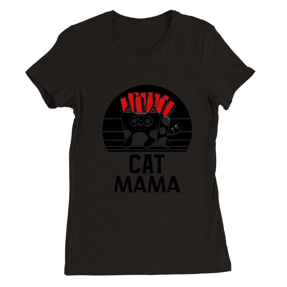 Vintage 80s Style Cat Mom Distressed Funny Retro Premium Womens Crewneck T-shirt