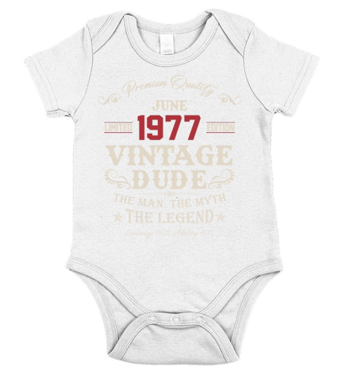 June 1977 Vintage Birthday Present Short Sleeve Baby One-Piece
