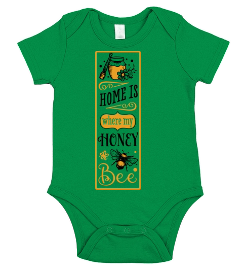 Quote Home Is Where My Honey Bee Short Sleeve Baby One-Piece