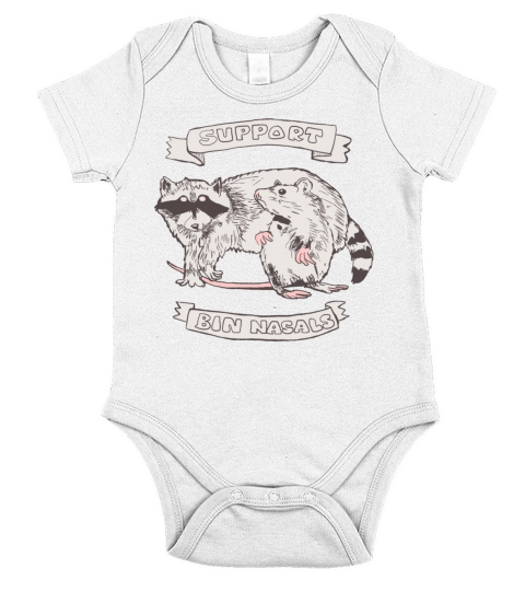 raccoon rat support bin nasals quote funny animal Short Sleeve Baby One-Piece