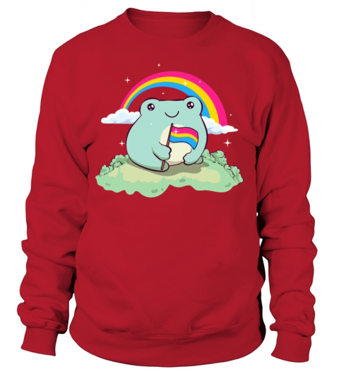 Pansexual Pride Pan Flag Cute Frog Subtle LGBTQ Sweatshirt Unisex