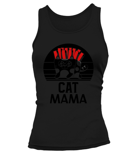 Vintage 80s Style Cat Mom Distressed Funny Retro Tank top Woman