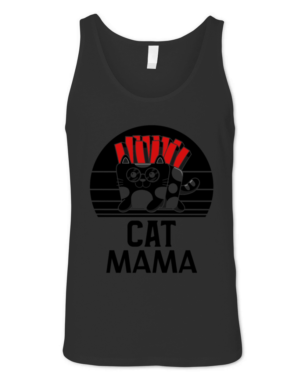 Vintage 80s Style Cat Mom Distressed Funny Retro Unisex Jersey Tank